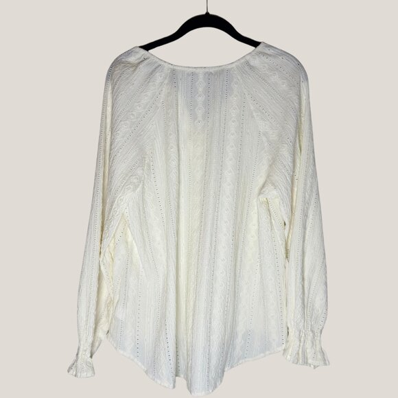 Frye Women's Textured Long Sleeve Peasant Blouse, Large - Picture 2 of 4